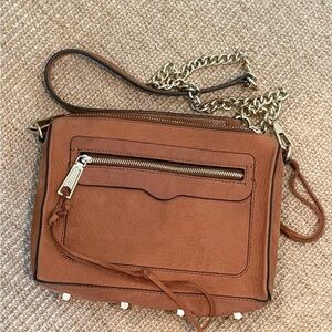 Rebecca Minkoff Tan Crossbody Bag with Gold Chain
